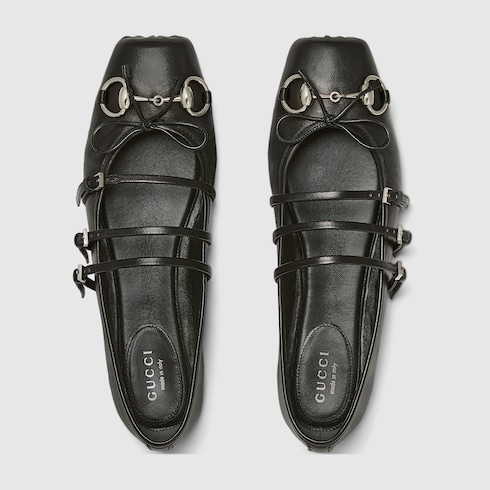 Women's Gucci Horsebit ballet flat in Black Leather | GUCCI® SI Women's Gucci Horsebit ballet flat in Black Leather | GUCCI® SI