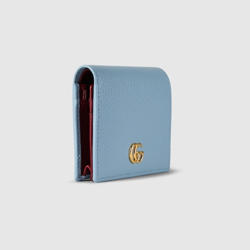 ダブルG バイカラー スモールウォレット ・ライトブルー レザー