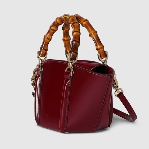 Mini Shopper mit Bambusgriff in Leder in Rosso Ancora Rot GUCCI DE