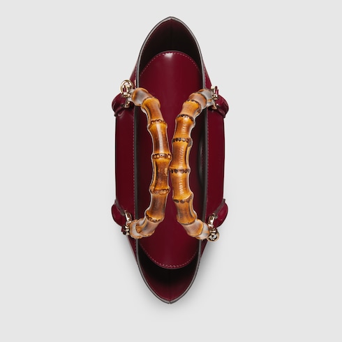 Mini Shopper mit Bambusgriff in Leder in Rosso Ancora Rot GUCCI DE