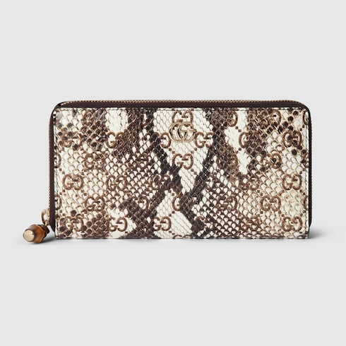 Zip-around python wallet with bamboo