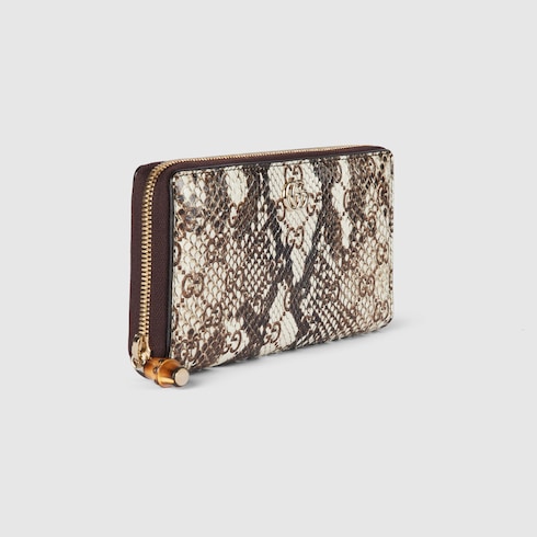 Zip-around python wallet with bamboo