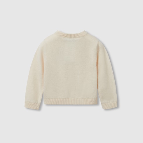 Cardigan neonato ricamato in lana