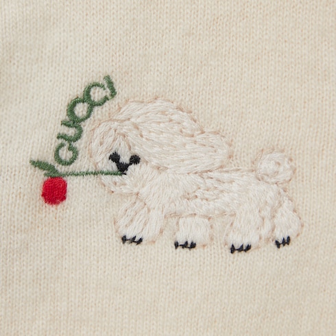 Cardigan neonato ricamato in lana