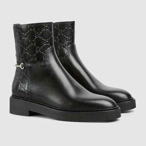 Women s slim Horsebit ankle boot in Black Leather GUCCI SI