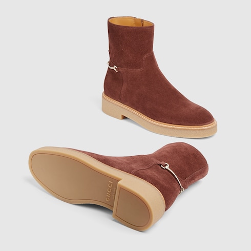 Stivaletto donna con Morsetto slim in camoscio marrone scuro GUCCI CH