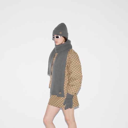 Sciarpa in lana e cashmere con Doppia G