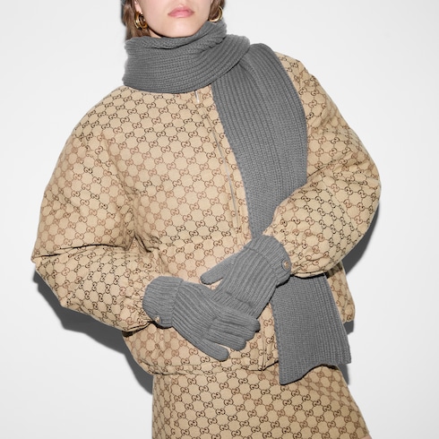 Guante de cashmere de lana con Doble G