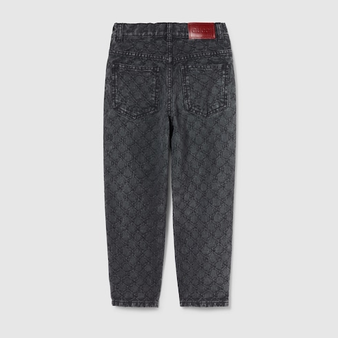 Pantalone bambino in denim GG jacquard