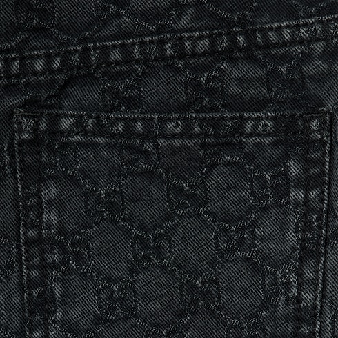 Pantalón infantil de jacquard de denim y GG