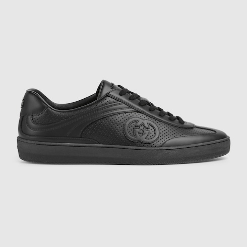 Men s Interlocking G Sneaker In Black Leather GUCCI SI men-s-interlocking-g-sneaker-in-black-leather-gucci-si