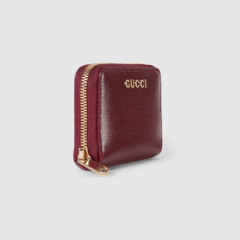 Zip card case with Gucci script