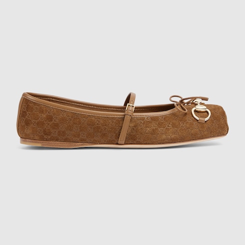Women s Gucci Horsebit ballet flat in Brown Leather GUCCI SI