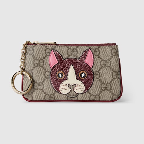 GG key pouch with cat detail