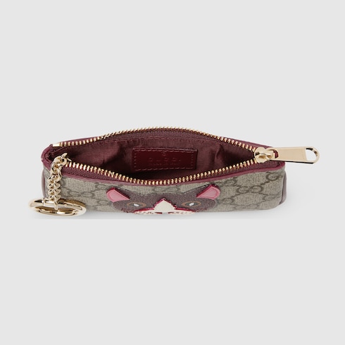 GG key pouch with cat detail