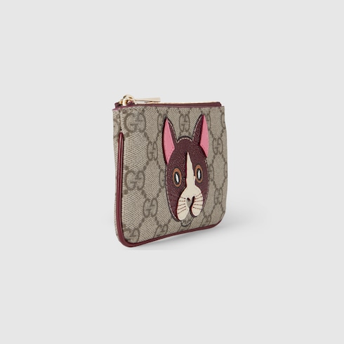 GG key pouch with cat detail