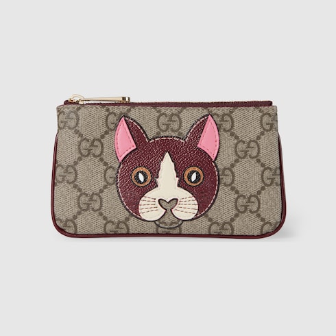 GG key pouch with cat detail