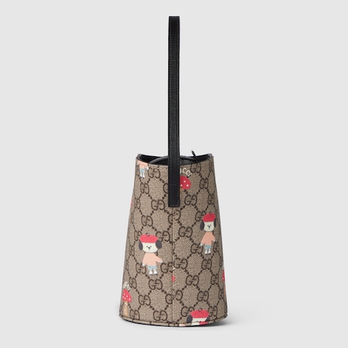 Borsa a secchiello bambino in tessuto GG stampato in tessuto Supreme beige e marrone scuro GUCCI CH