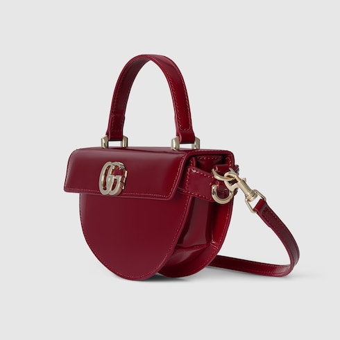 Mini borsa a mano a forma di mezzaluna in pelle Rosso Ancora GUCCI Italia
