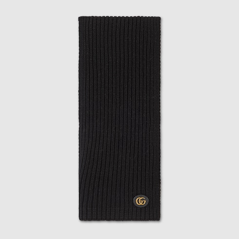 Wool cashmere scarf with Double G Detail 2