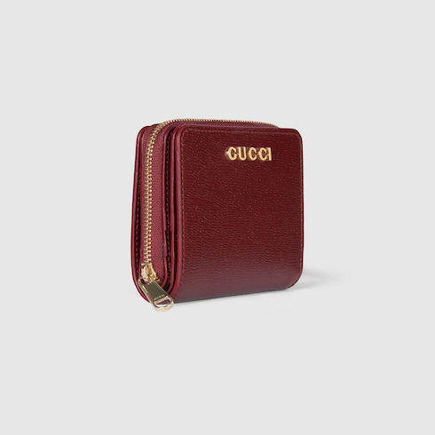 Mini zip wallet with Gucci script