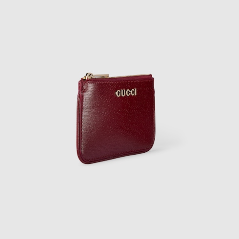 Zip key pouch with Gucci script