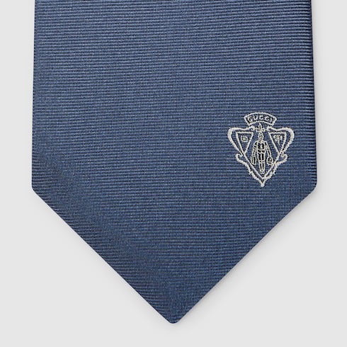 Silk jacquard tie with Gucci crest
