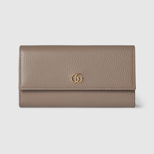 GG Marmont pink interior continental wallet in Neutral Leather GUCCI SI