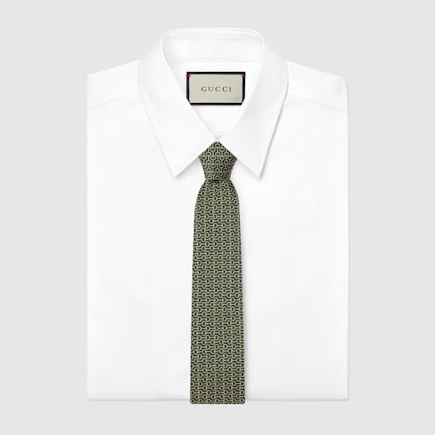 Horsebit silk jacquard tie