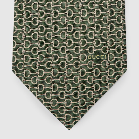 Horsebit silk jacquard tie