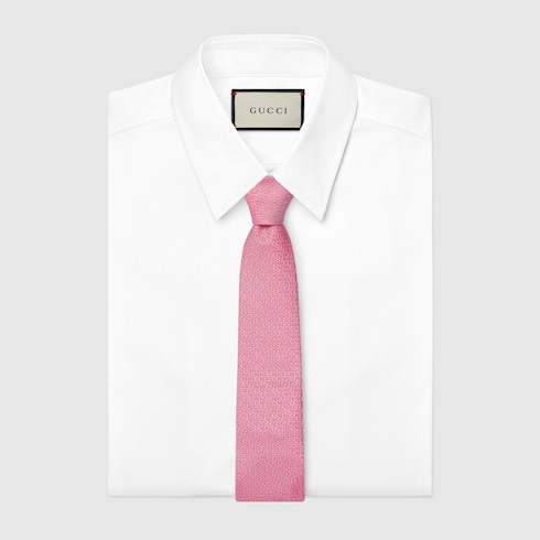 Silk jacquard tie with Gucci crest