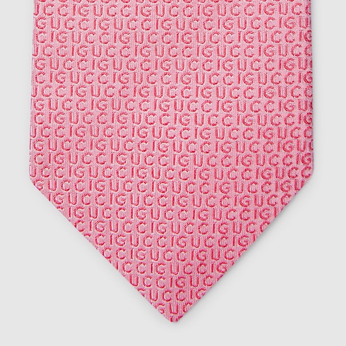 Silk jacquard tie with Gucci crest