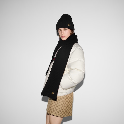 Sciarpa in lana e cashmere con Doppia G