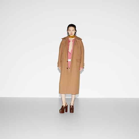 Wool cashmere coat in Beige Ready-to-wear | GUCCI® SI