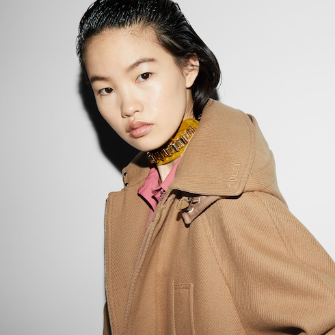 コート Giovi Wool and cashmere coat Beige Reversible GG wool coat in camel and beige | GUCCI® US
