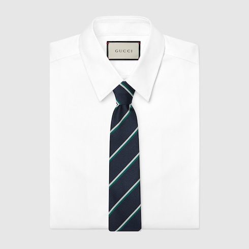 Embroidered silk jacquard tie