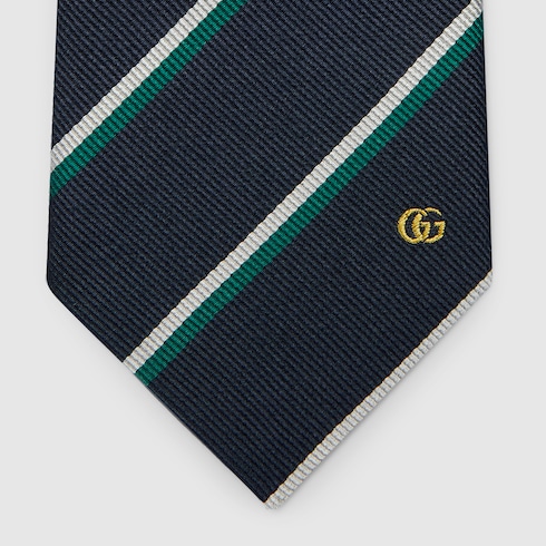 Embroidered silk jacquard tie