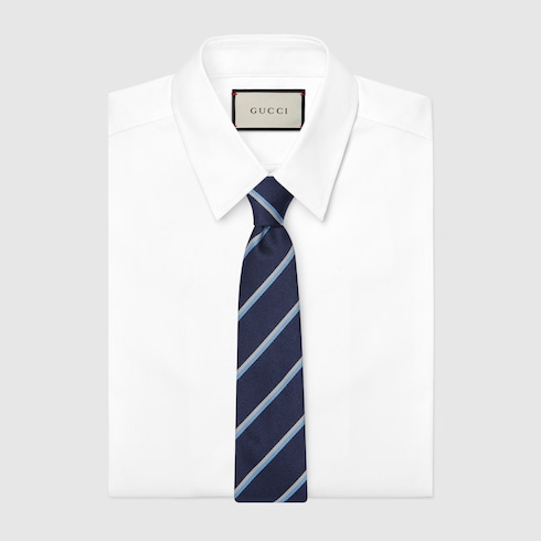 Embroidered silk jacquard tie