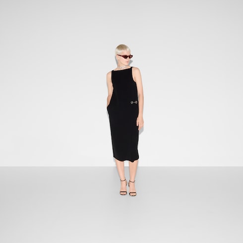Kleid aus schwerem Viskose-Sablé mit Horsebit