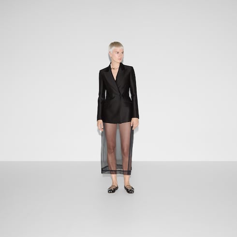 Chaqueta de gabardina de seda y lana