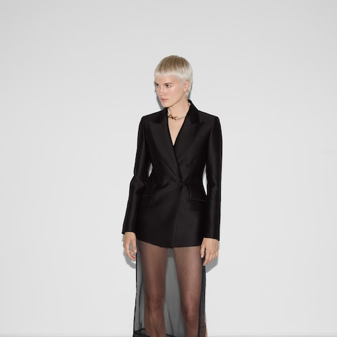 Chaqueta de gabardina de seda y lana