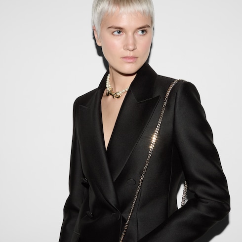 Chaqueta de gabardina de seda y lana