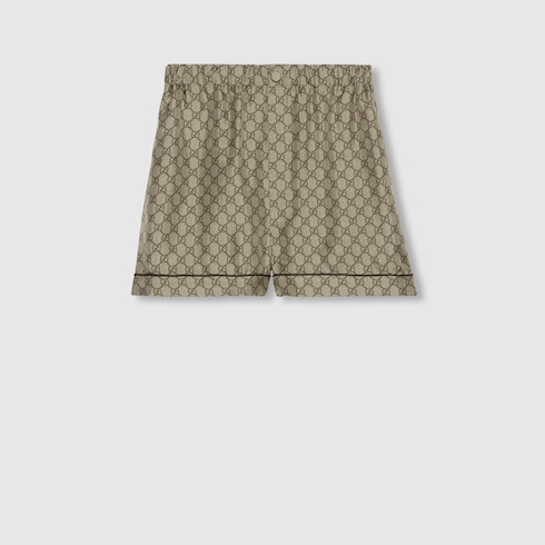 Шорты из шелка с принтом GG Supreme
