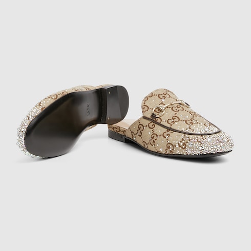 Princetown Damenslipper mit kristallbesetztem Horsebit