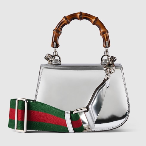 Gucci Bamboo 1947 mini bag in silver metallic leather