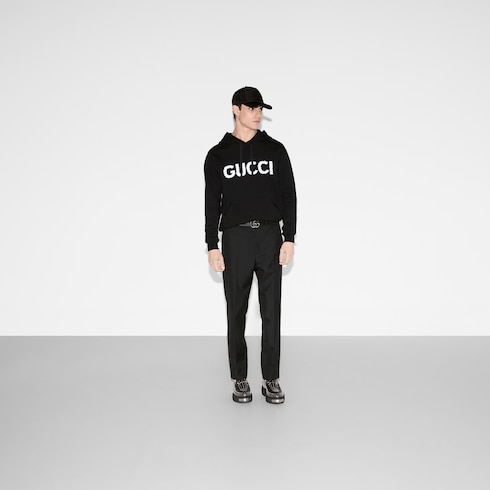 Sweat-shirt à capuche en jersey de coton avec broderie