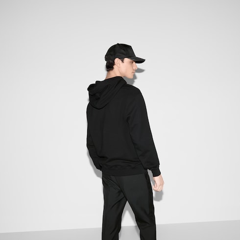 Sweatshirt aus Baumwolljersey mit Stickerei und Kapuze