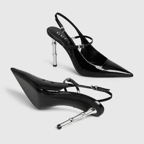 Women's slingback pump with bamboo heel
