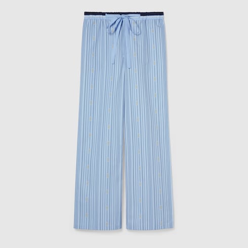 Printed cotton poplin trousers