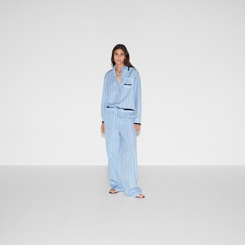Printed cotton poplin trousers